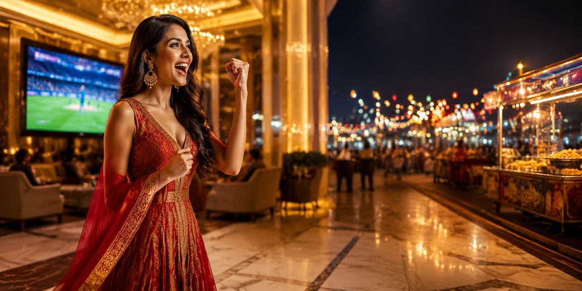 Bright Bollywood themed casino with vibrant entertainment